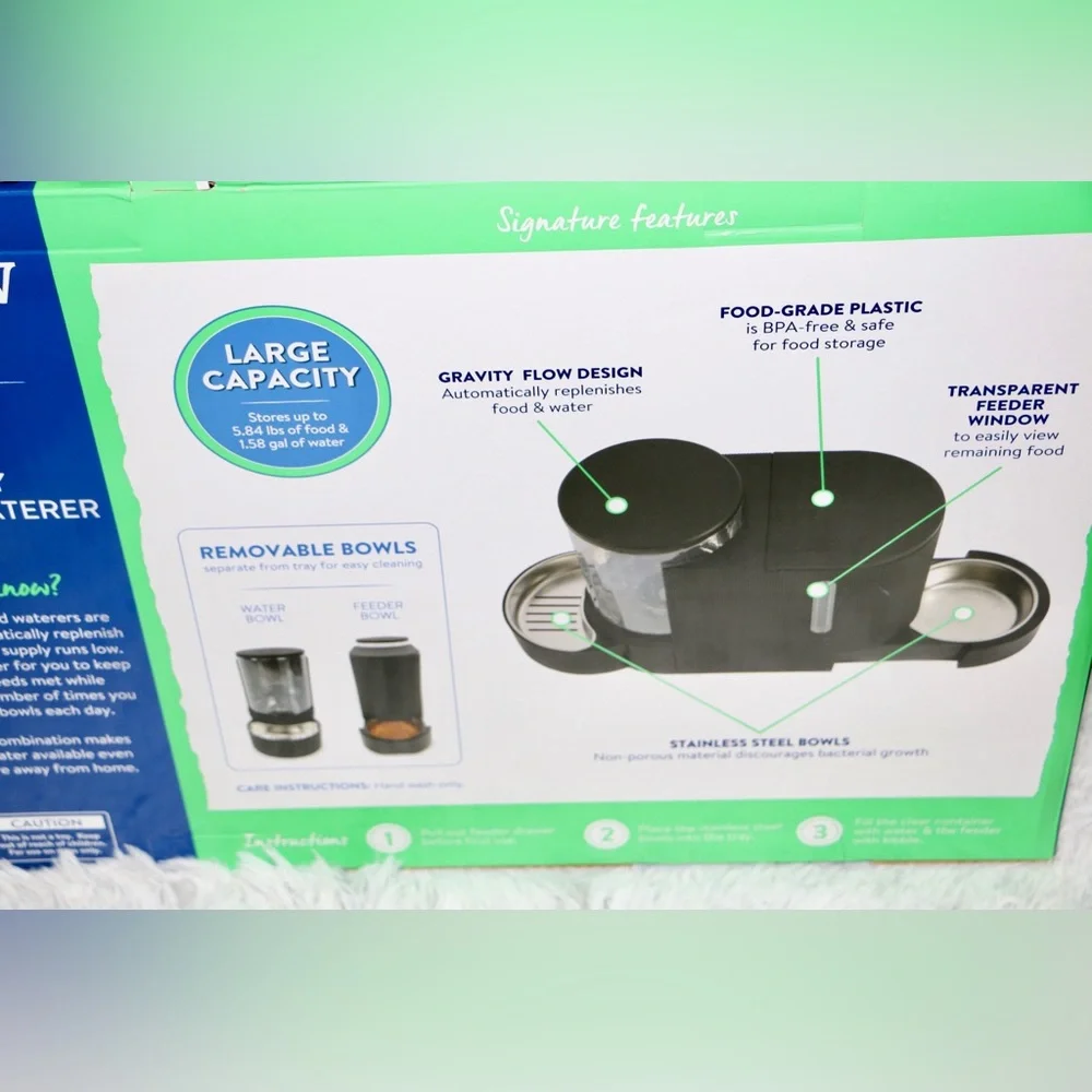 Top Paw 2-in-1 Gravity Pet Feeder & Waterer Dog Cat Automatic Food Dispenser